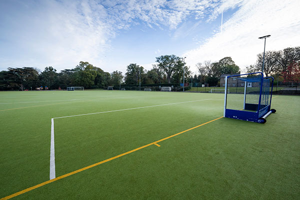 Outdoor synthetic turf football pitch